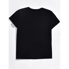 Spaceman Universe Print Causal Sports T-shirt,  Short Sleeves Crew Neck Fashion Workout Tops, Women's Activewear