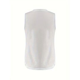 Casual Round Neck Sports Tank Top, Solid Color Sleeveless Running Fitness Vest T-shirt, Women's Activewear