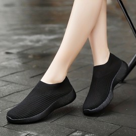 Women's Knitted Sock Shoes - Lightweight Breathable Slip On Sneakers for Walking, Running, and Gym