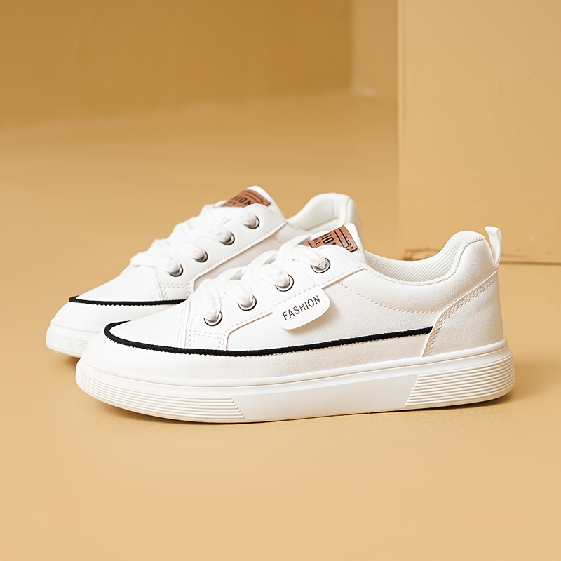womens solid color casual sneakers lace up soft sole platform comfy shoes low top walking shoes details 7